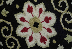 Red, Ivory, Black and Beige 8x10 Hand Knotted Traditional Heriz wool Rug