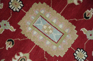 Rust, Olive and Black 8x10 Hand Knotted Traditional Oriental Wool Area Rug