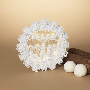 Lighted Spinning Water Globe Snowflake Wreath