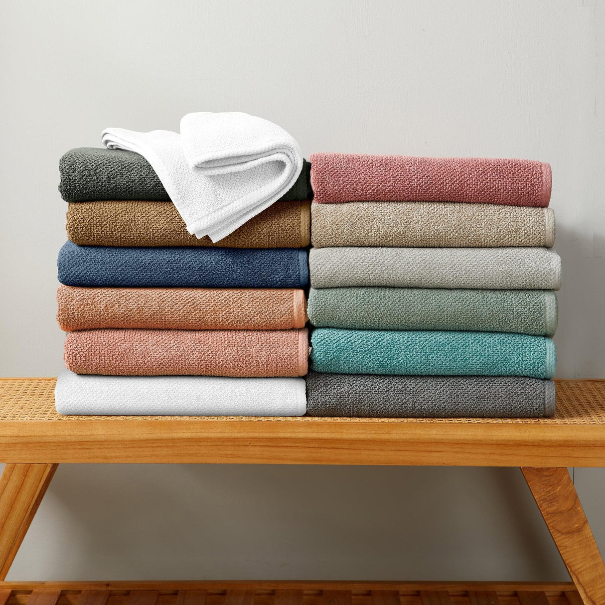 Cotton textured bath towel set - acacia collection