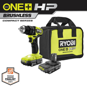 Open Box - Ryobi ONE+ HP 18V Brushless Cordless Compact 1/2 in. Drill/Driver Kit with (2) 1.5 Ah Batteries, Charger and Bag
