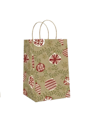 Holiday Jr Cub Kraft Gift Bags - Ornaments