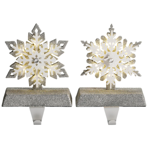 Lighted Snowflake Stocking Hanger - 2 Piece Set