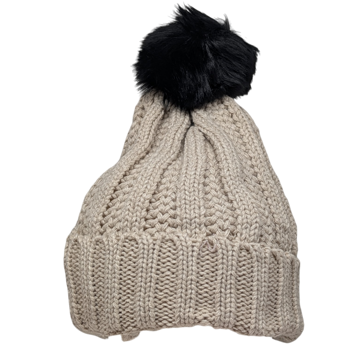 Knit Hat With Three Interchangeable Poms - Oatmeal