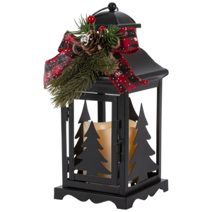10.5-Inch Lighted Metal Lanterns with Timer (Set of 2)