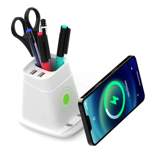 Wireless-Charging-Stand-with-Dual-USB-Charger-&-Desk-Organizer-