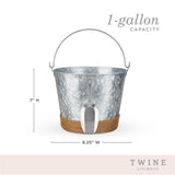 Jute wrapped galvanized ice bucket by twine