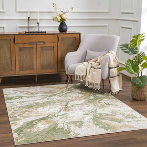 Lively Marble Green Area Rug