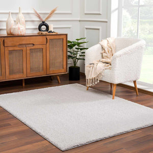 Lunaro Gray Subtle Wavy Abstract Modern Minimalist Polyester Machine Woven Area Rug - Clearance