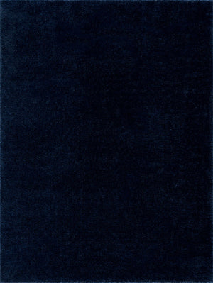 Navero Dark Blue Subtle Wavy Abstract Modern Minimalist Polyester Machine Woven Area Rug - Clearance
