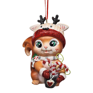 Festive Squirrel Ornament - Approximately 4 Inches