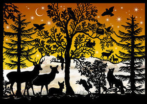 Miniature Silhouette Advent Calendar Card - Orange