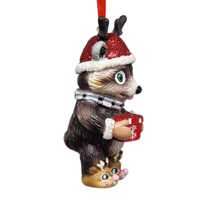 Adorable Christmas Raccoon Ornament - Approximately 4 Inches