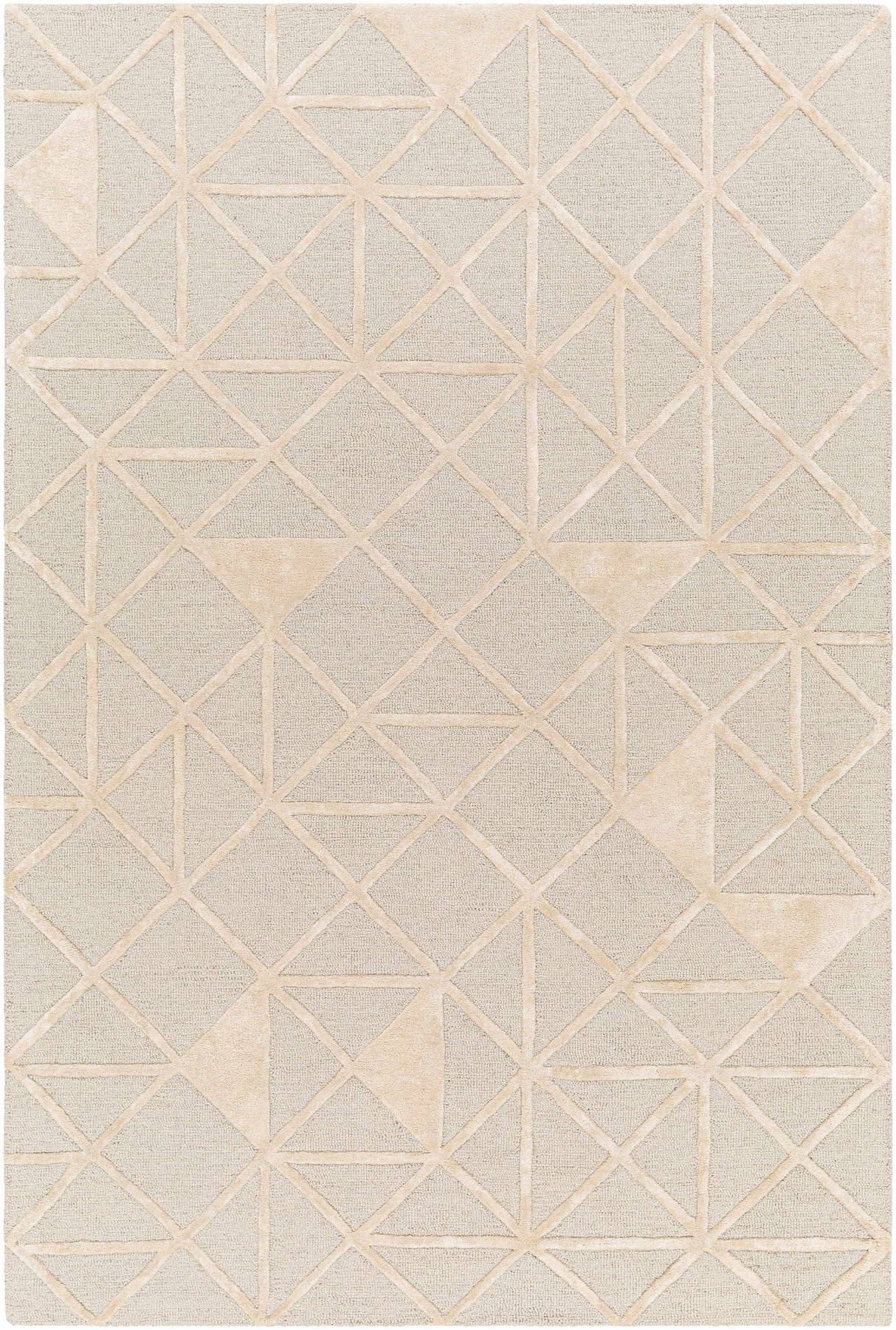 Botiu Blue Geometric Hand Tufted Wool Area Rug - Clearance