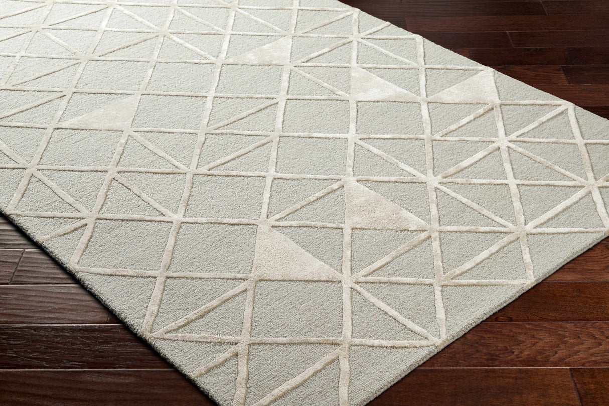 Botiu Blue Geometric Hand Tufted Wool Area Rug - Clearance