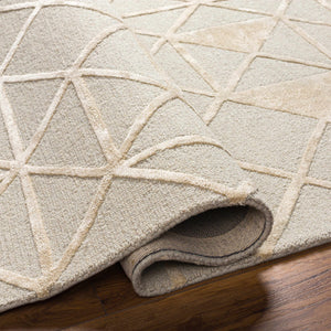 Botiu Blue Geometric Hand Tufted Wool Area Rug - Clearance