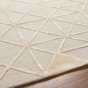 Botiu Blue Geometric Hand Tufted Wool Area Rug - Clearance