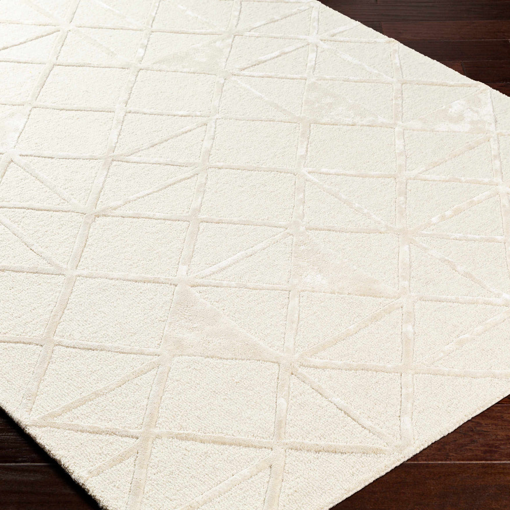 Jevau Beige Geometric Hand Tufted Wool Area Rug - Clearance