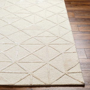 Jevau Beige Geometric Hand Tufted Wool Area Rug - Clearance