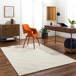 Jevau Beige Geometric Hand Tufted Wool Area Rug - Clearance