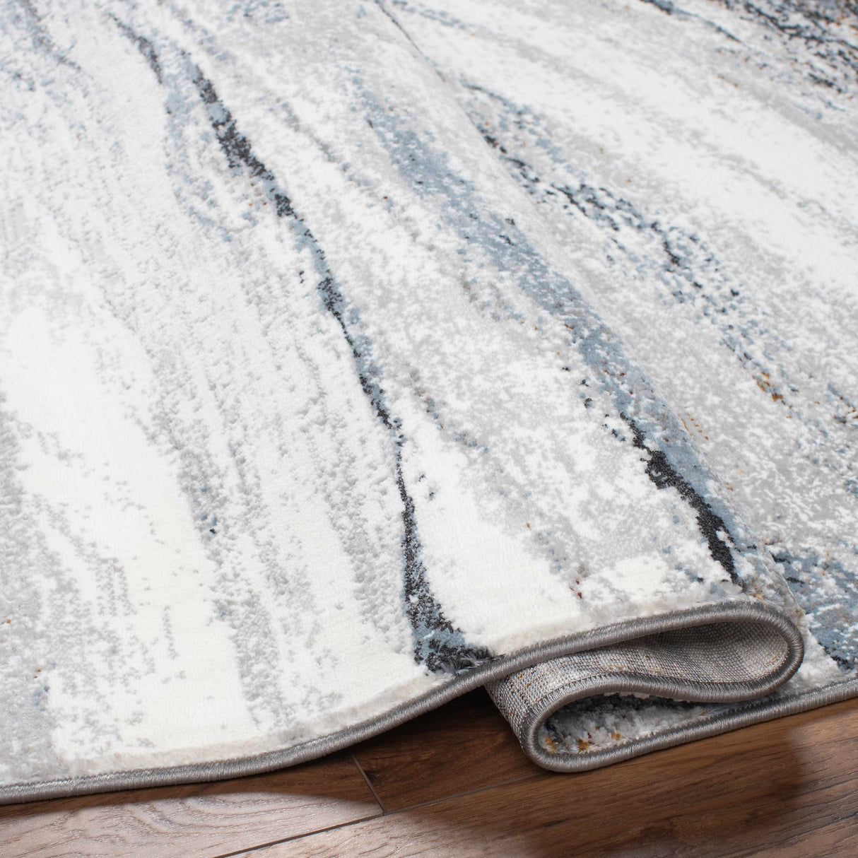Glain Gray & Blue Marble Area Rug