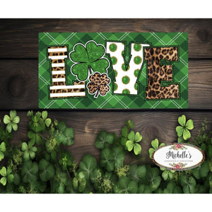 Saint Patrick's Day Leopard Love Sign - Wreath Enhancement