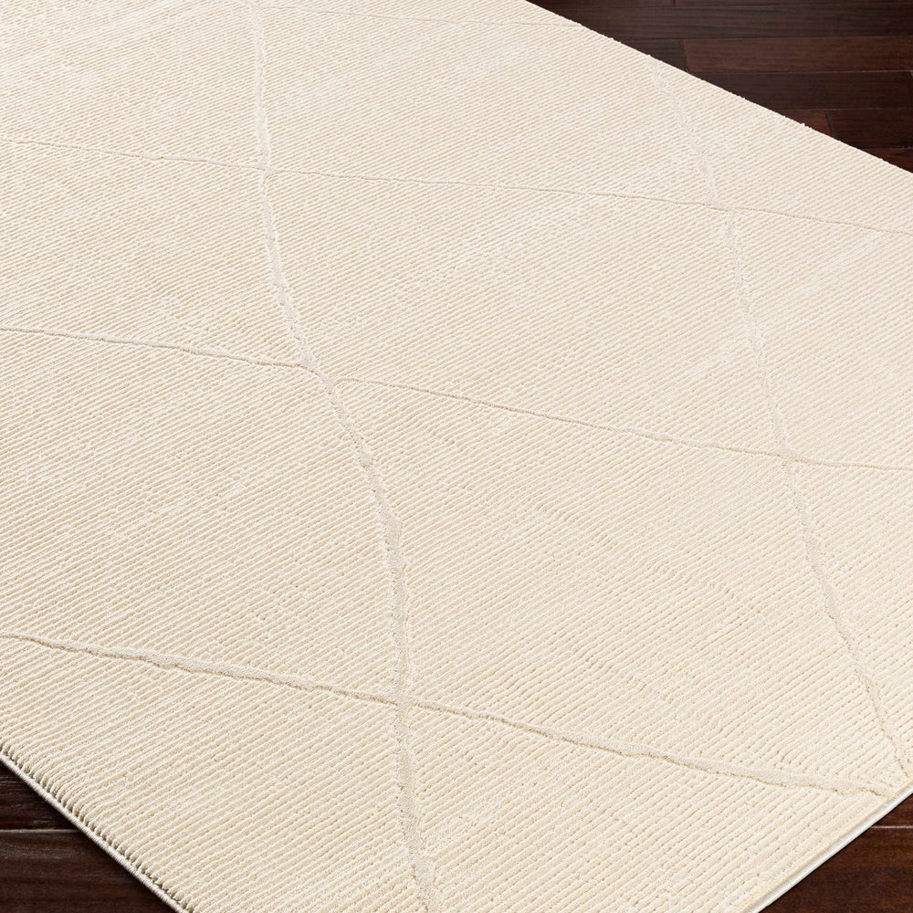 Aldis Cream Plush Textured Washable Rug