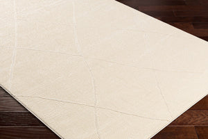 Aldis Cream Plush Textured Washable Rug