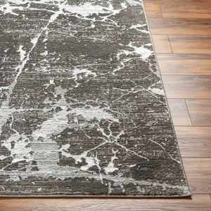Ianto Charcoal Marble Washable Area Rug - Clearance