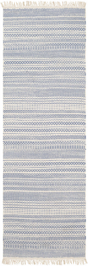 Sanc Blue/Cream Flatweave Wool Rug - Clearance