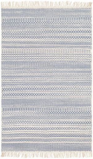 Sanc Blue/Cream Flatweave Wool Rug - Clearance