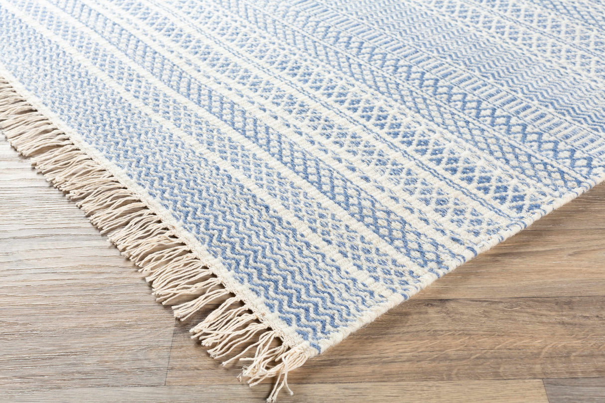 Sanc Blue/Cream Flatweave Wool Rug - Clearance