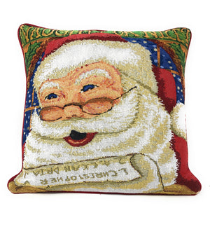 Set of 4 Pieces - Magical Santa Snowman Gingerbread Christmas Holiday Tapestry Throw Pillow Covers Bundle Pack - 16" x 16"
