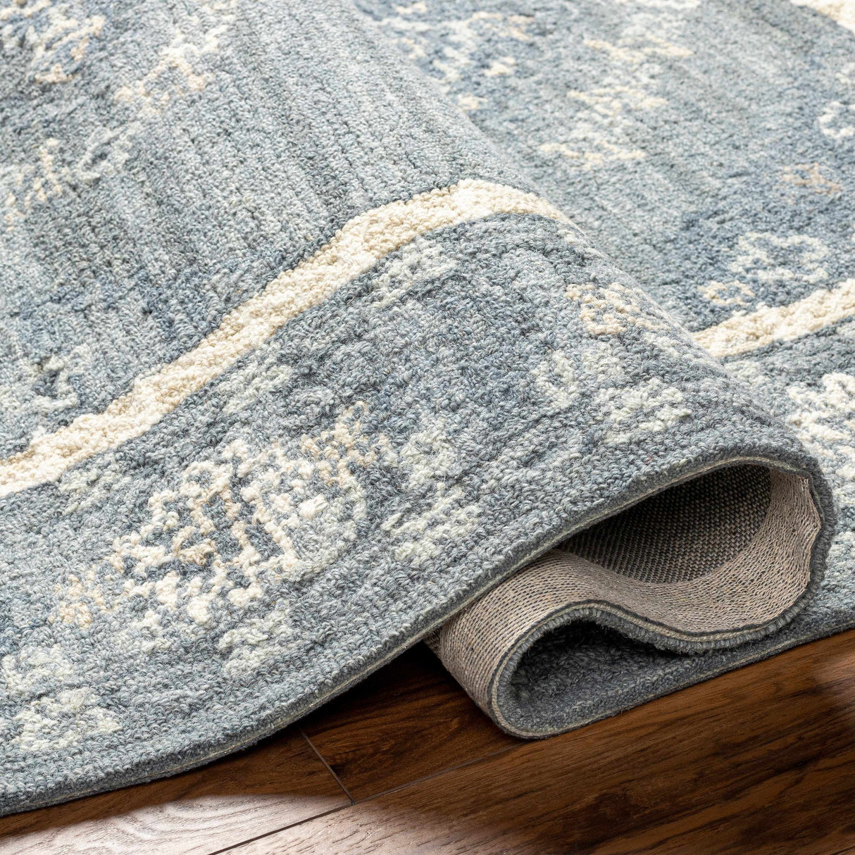 Alena Gray Blue Wool Blend Area Rug - Clearance