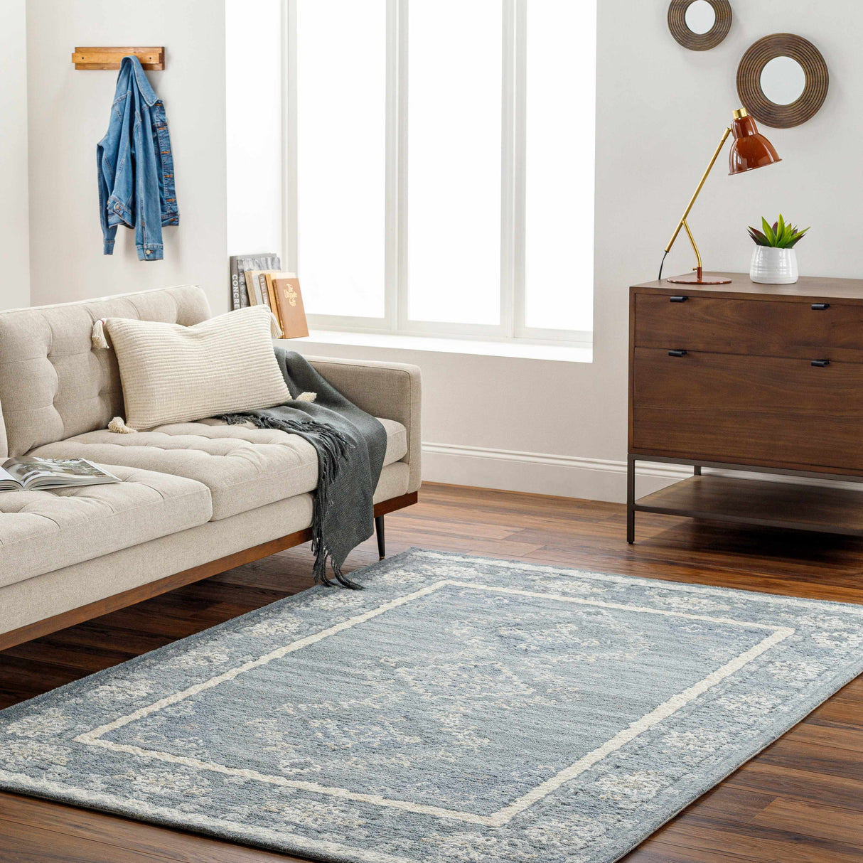 Alena Gray Blue Wool Blend Area Rug - Clearance