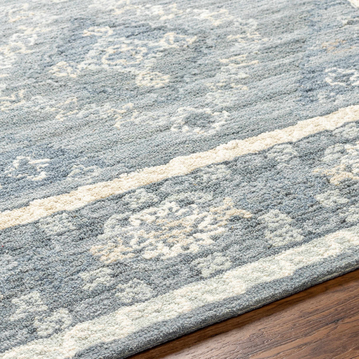 Alena Gray Blue Wool Blend Area Rug - Clearance