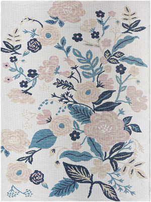 Ponto Cream & Blue Floral Area Rug - Clearance