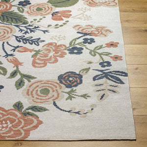 Ponto Cream & Green Floral Area Rug - Clearance
