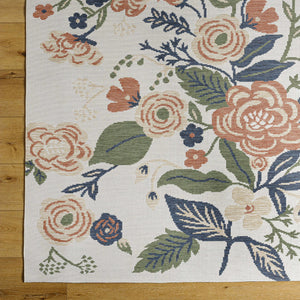 Ponto Cream & Green Floral Area Rug - Clearance
