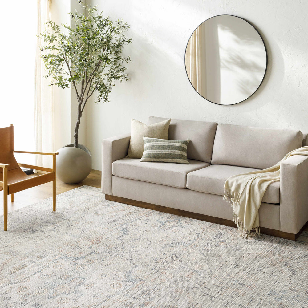 Marlene Damask Off White & Blue Area Rug - Becki Owens x Livabliss