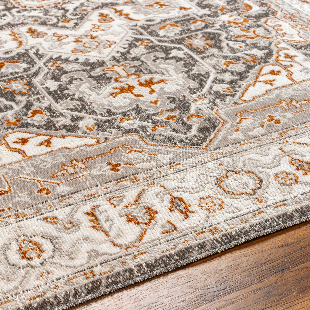 Roho Beige & Rust Washable Area Rug - Clearance