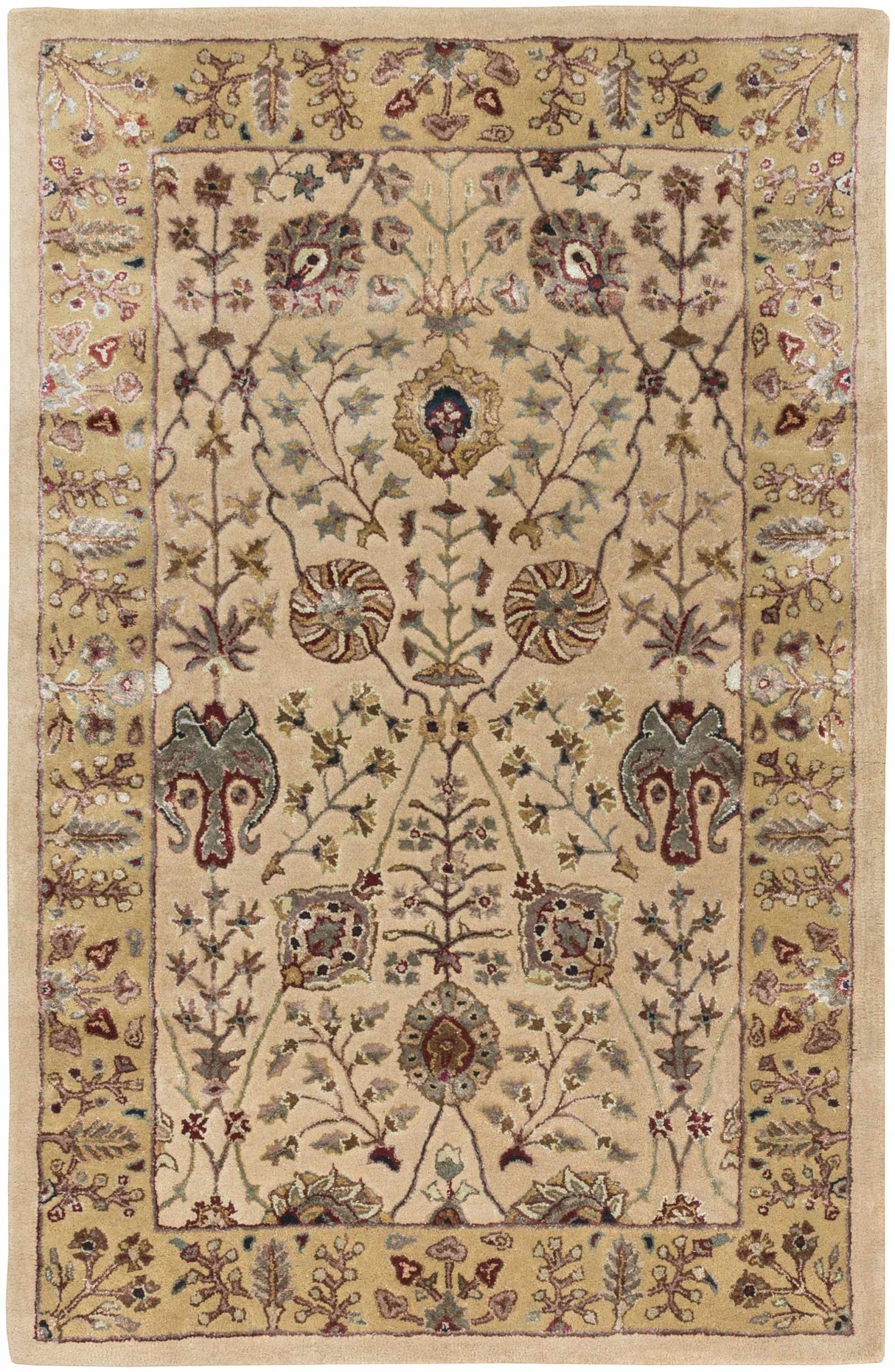 Pwyll Beige Damask Area Rug - Clearance