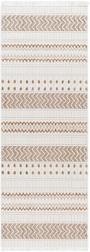 Eiko Beige Textured Saxony Rug with Fringes - Clearance