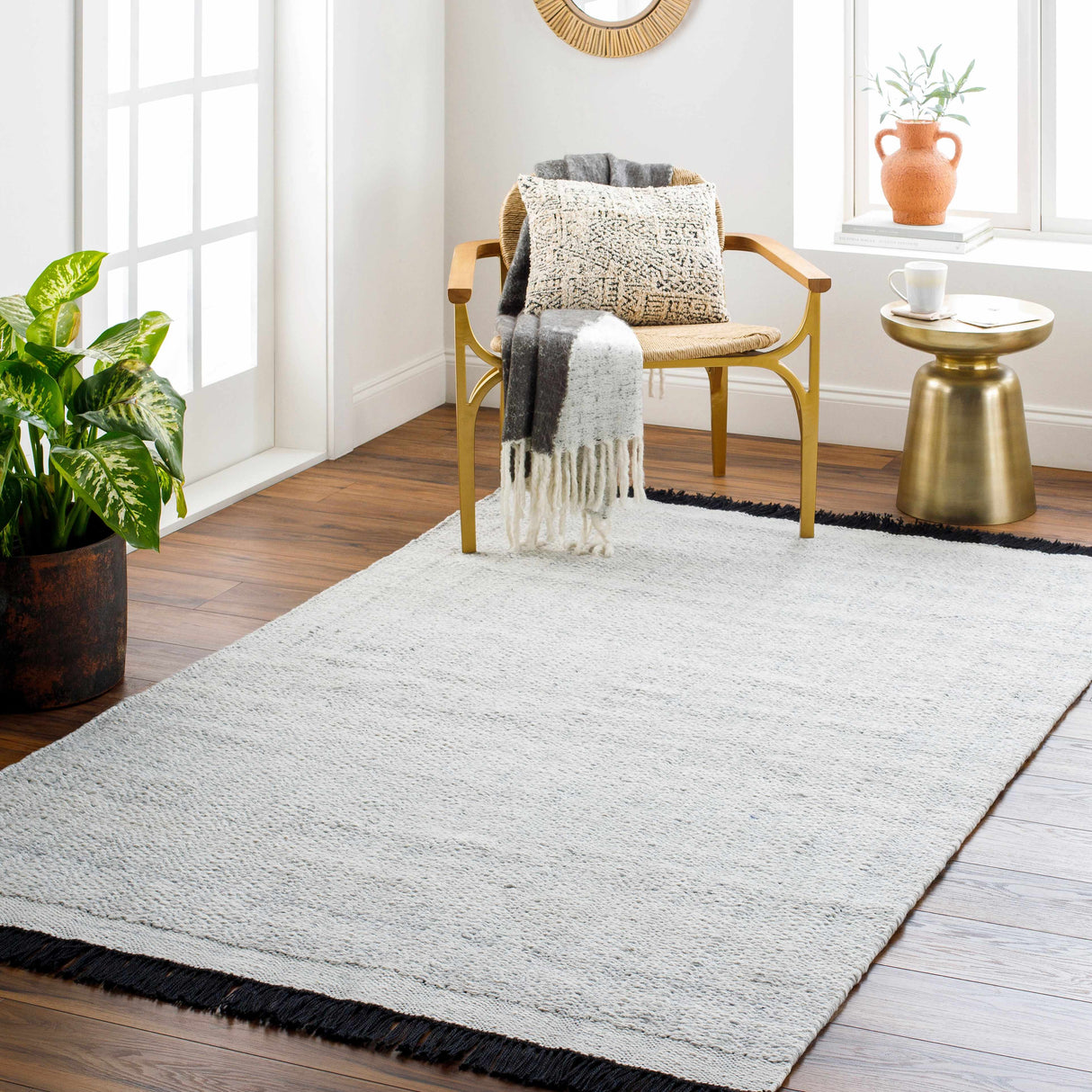 Light Gray Anane Area Rug - Clearance