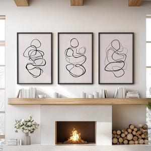 Abstract Line Art Wall Art Set of 3. Minimalist Figure Drawings