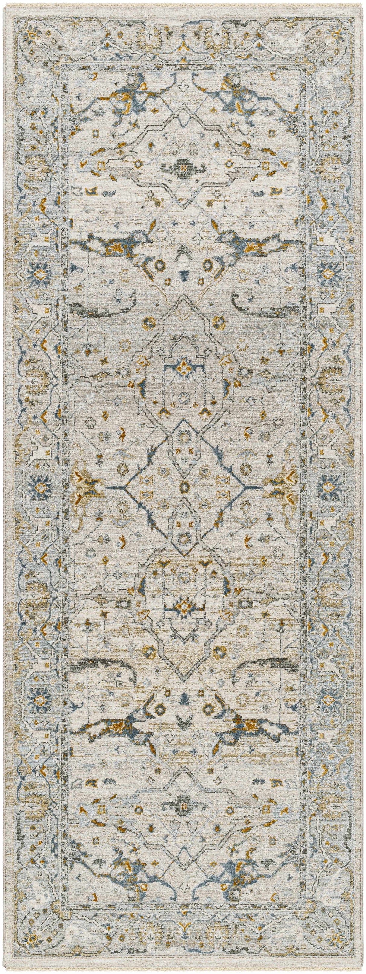 Aviva Off-White Textured Rug with Fringes