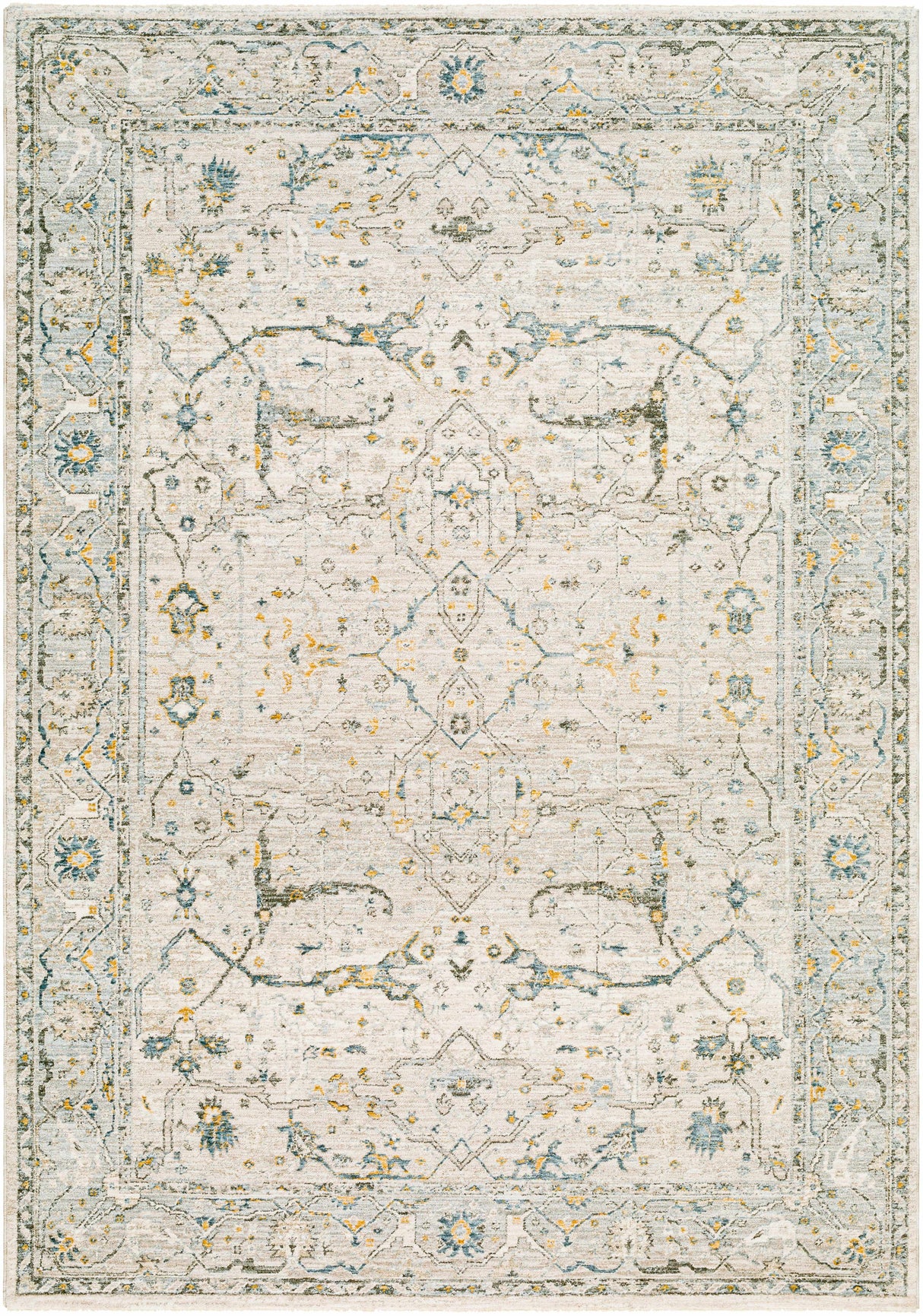 Aviva Off-White Textured Rug with Fringes