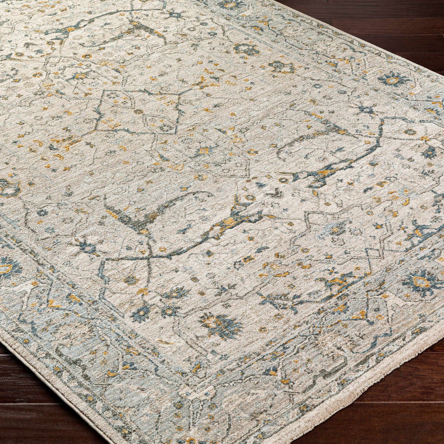 Aviva Off-White Textured Rug with Fringes