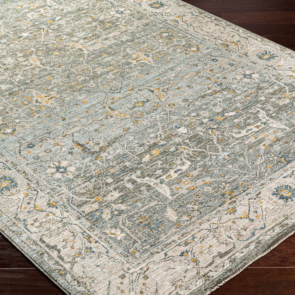 Aviva Teal Textured Rug with Fringes