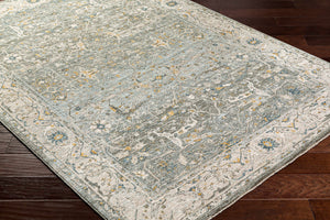 Aviva Teal Textured Rug with Fringes